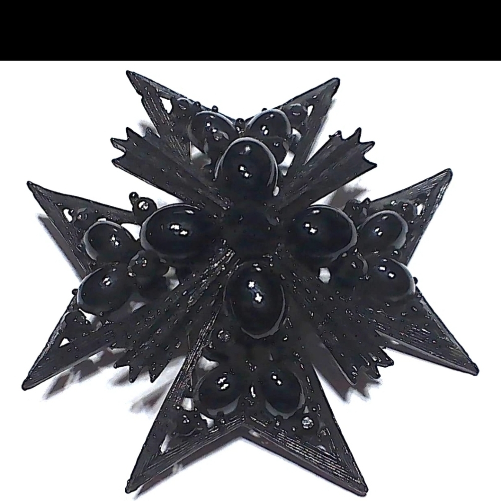 VINTAGE WEISS MALTESE MOURNING CROSS BROOCH/PENDANT